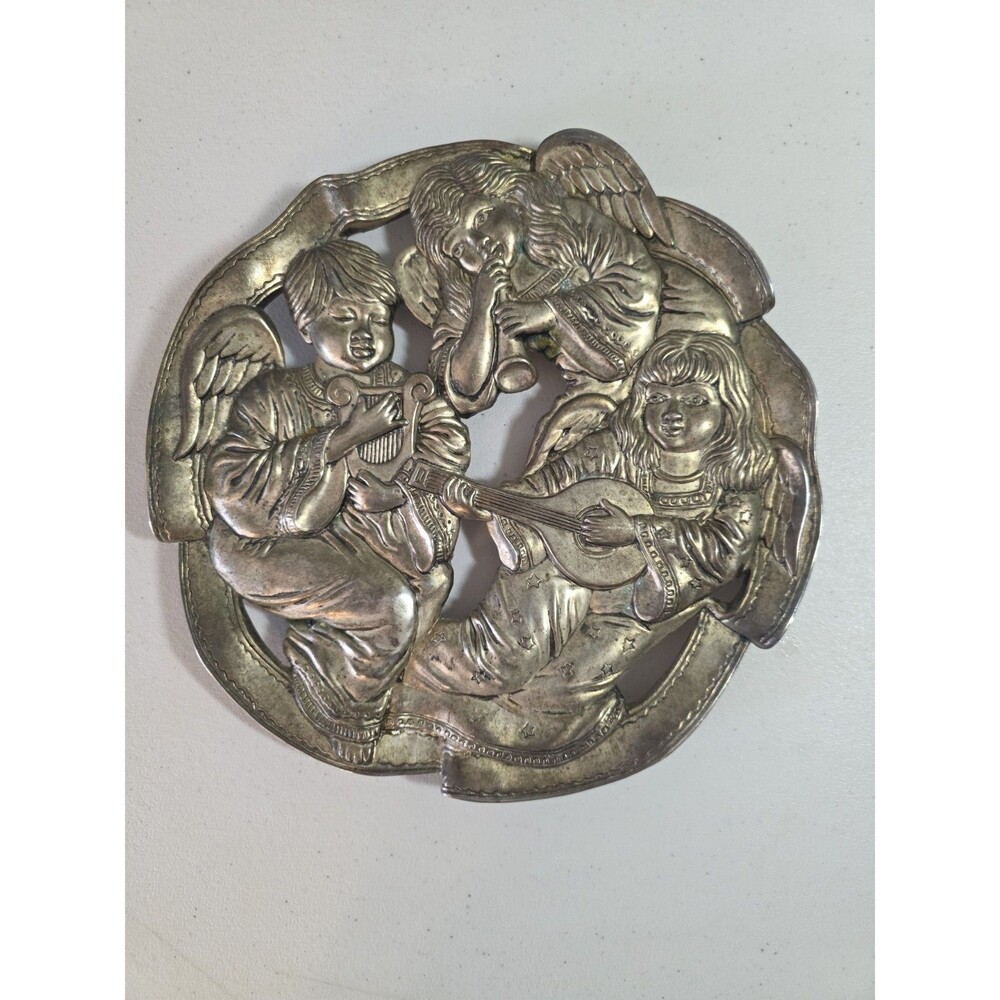 Vintage Holiday Collection Godinger Cherub Angels Silver Plated Trivet